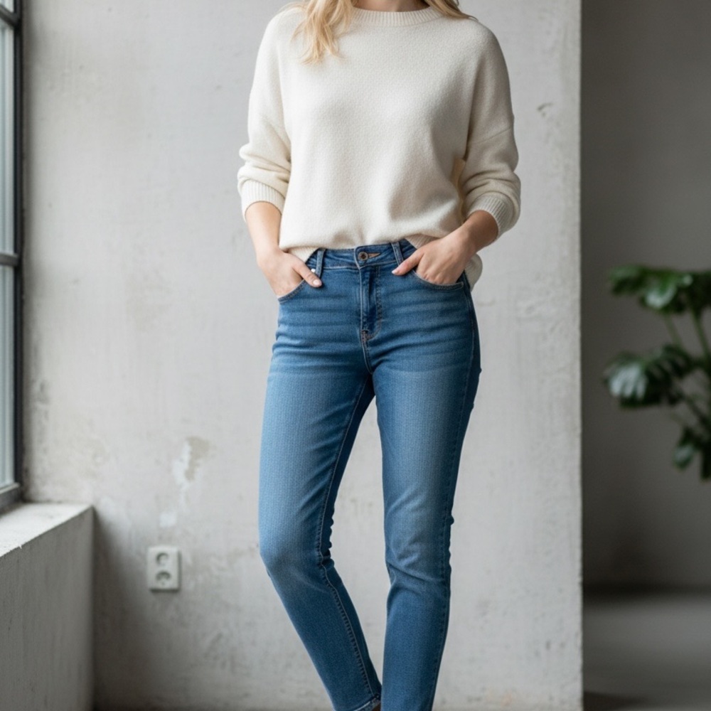 Belle Sky Women's Skinny Jeans in Light Blue